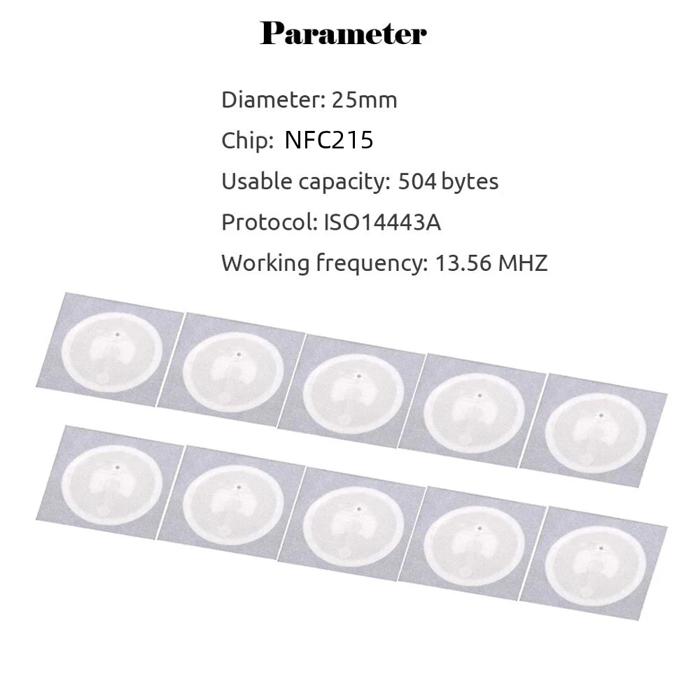 100pcs NFC Tag NFC215 Label 215 Stickers Tags Badges Lable Sticker 13.56mHz for huawei share ios13 personal automation shortcuts