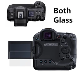 Self-adhesive Tempered Glass Main LCD + Top Info Shoulder Screen Protector Cover for Canon EOS R3 Mirrorless Camera