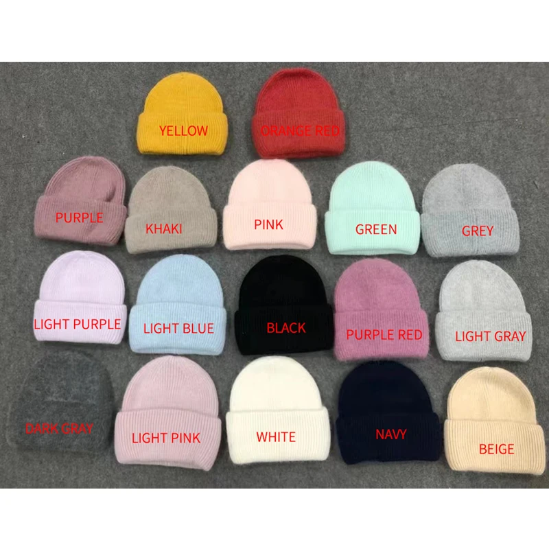 CNTANG Real Rabbit Fur Hat Winter Warm Beanies For Women Fashion Cute With Decorate Rhinestone Cap Female Casual Knitted Hats