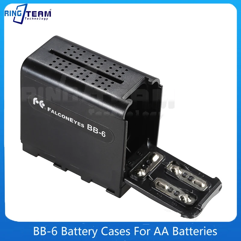 

BB-6 Falcon Eyes 6Pcs AA Battery Container Case Replace NP-F970 NP F970 NPF970 Fit LED VIDEO LIGHT Lamp Monitor Panel