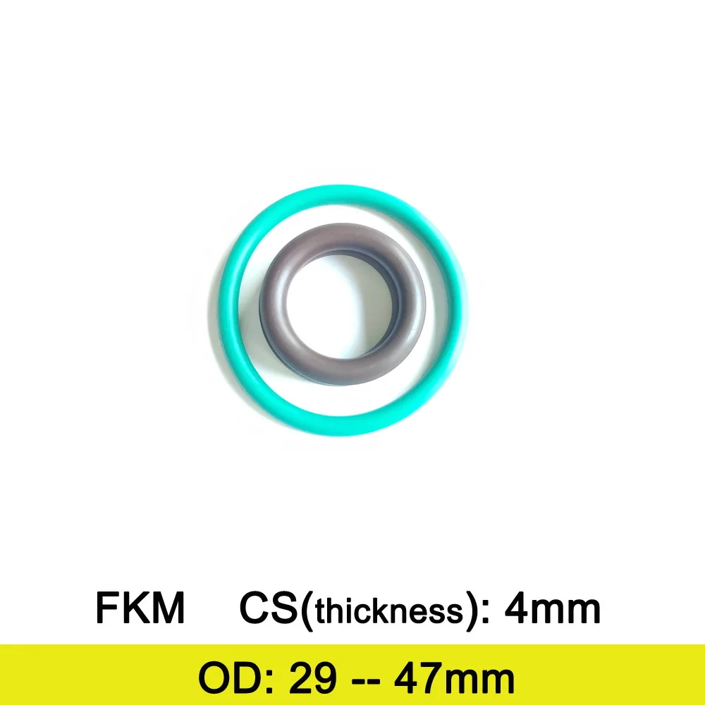 FKM Rubber O Ring Gasket C/S 4mm Thickness OD 29/30/31/32/33/34/35/36/37/38/39/40/41/42/43/44/45/46/47mm Fluolrine Seal Washer