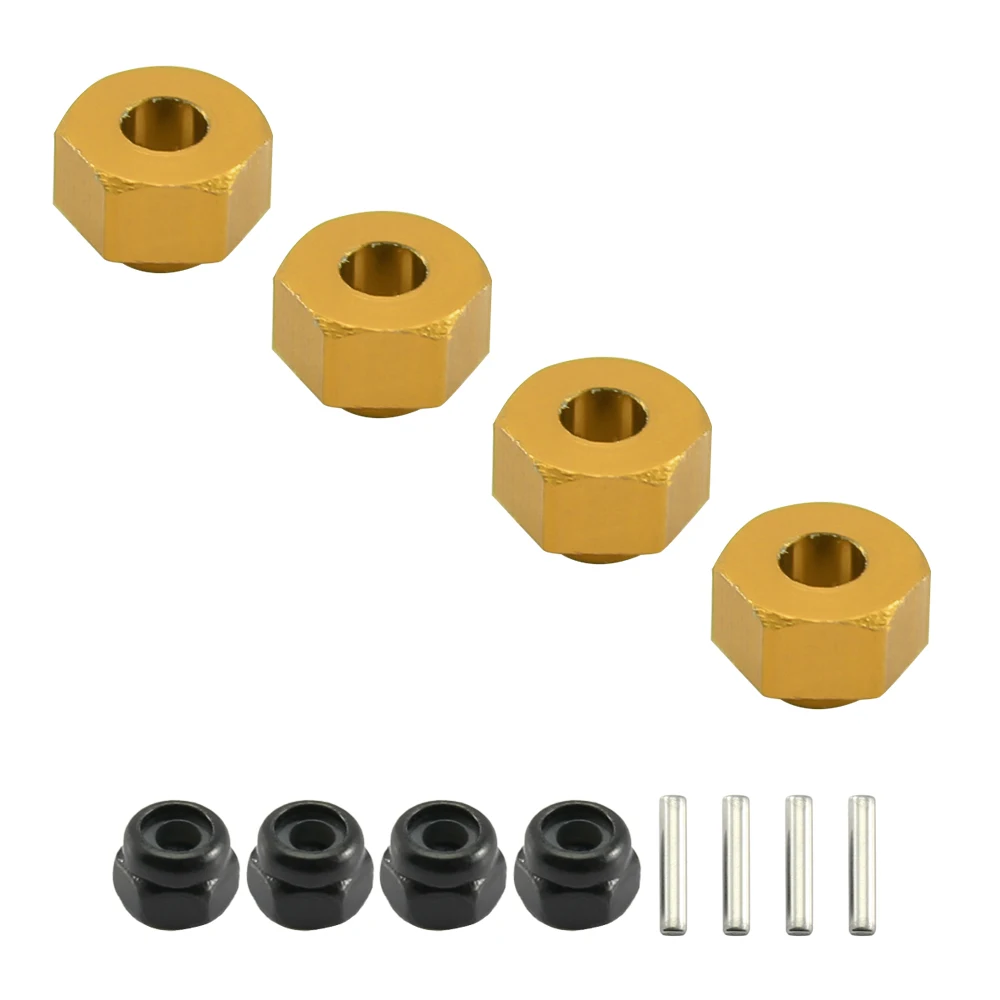 4x brass counterweight weighted M7 wheel hex hub adapter/M2 lock nut/pins/cross wrench for Axial SCX24 crawlers upgraded parts