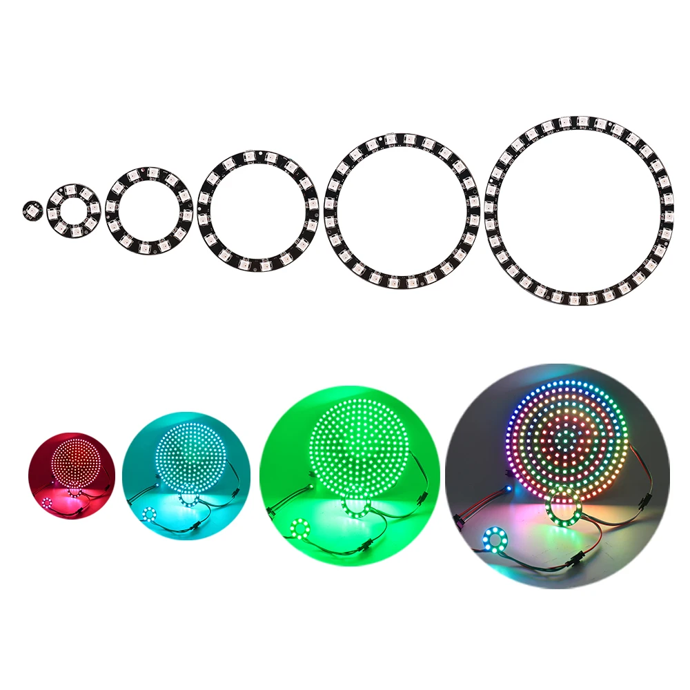 Addressable Pixel WS2812B RGB LED Rings WS2812 SK6812 5050 RGB LED Strip Ring DC5V WS2811 IC Built-in Addressable Strip 1-241LED