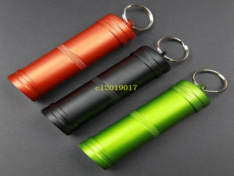 

amping Survival Waterproof Pills Box Container Aluminum Medicine Bottle Keychain Outdoor Emergency Gear EDC Travel Kits Tool