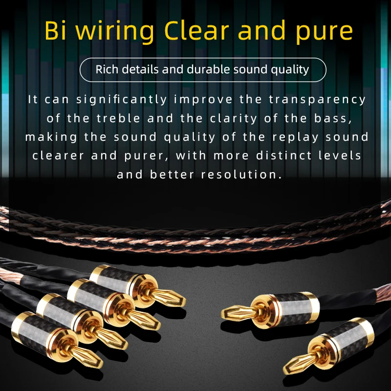 ATAUDIO Hifi Bi Wiring Speaker Cable Hi-end OCC Speaker Wire With Carbon Fiber Banana Plug