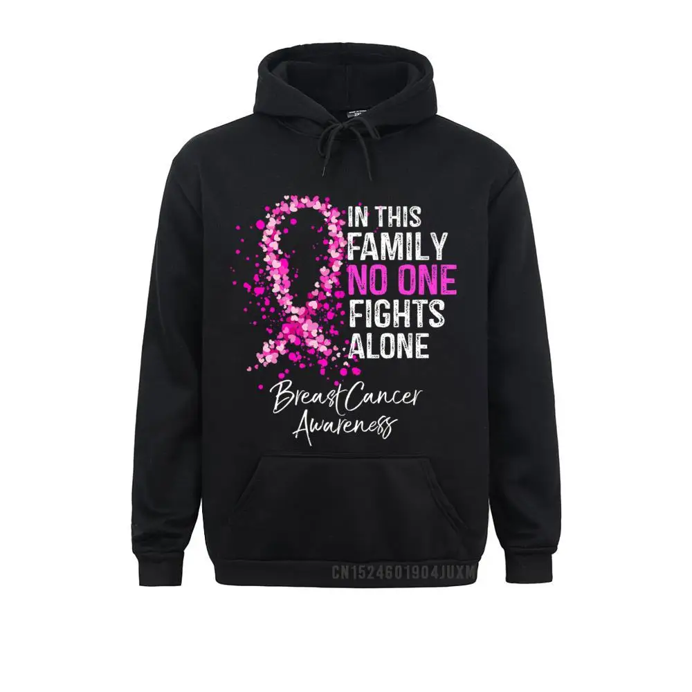 Family In This Family No One Fights Alone Breast Cancer Awareness Premium Manga Women's Sweatshirts Cute Warm Hoodies Hoods