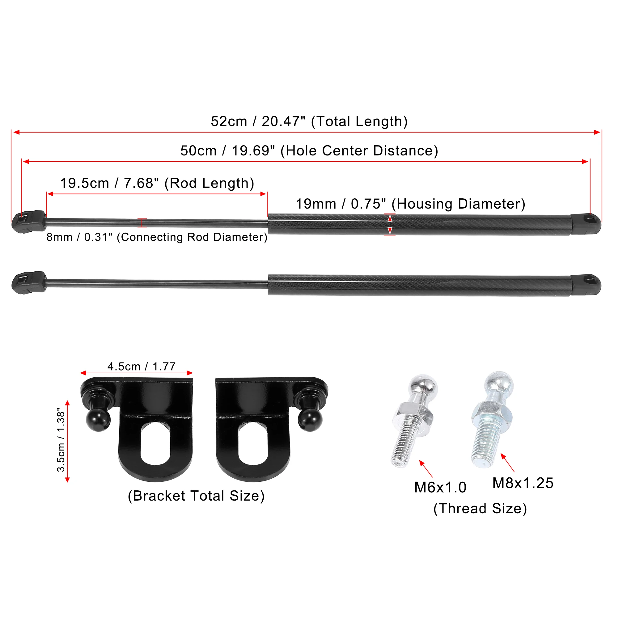 For Seat Ibiza Mk3 (6L) 2002-2008 1 Pair Carbon Fiber Pattern Car Front Bonnet Hood Gas Struts Spring Shock Damper Lift Support