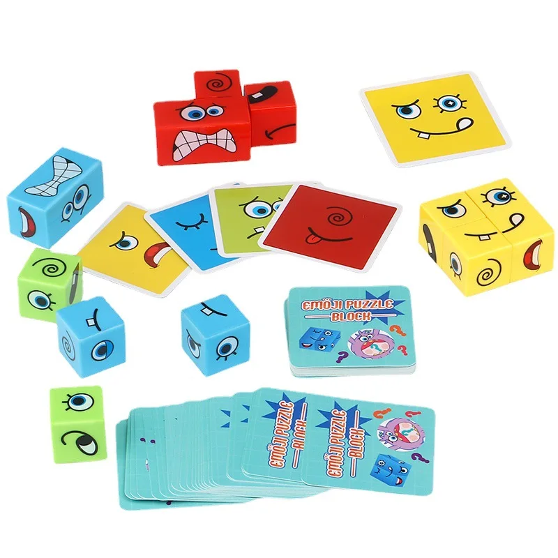 

2-4 Players Expression Puzzles Face Changing Logical Thinking Training Building Blocks Montessori Educational Toys For Children