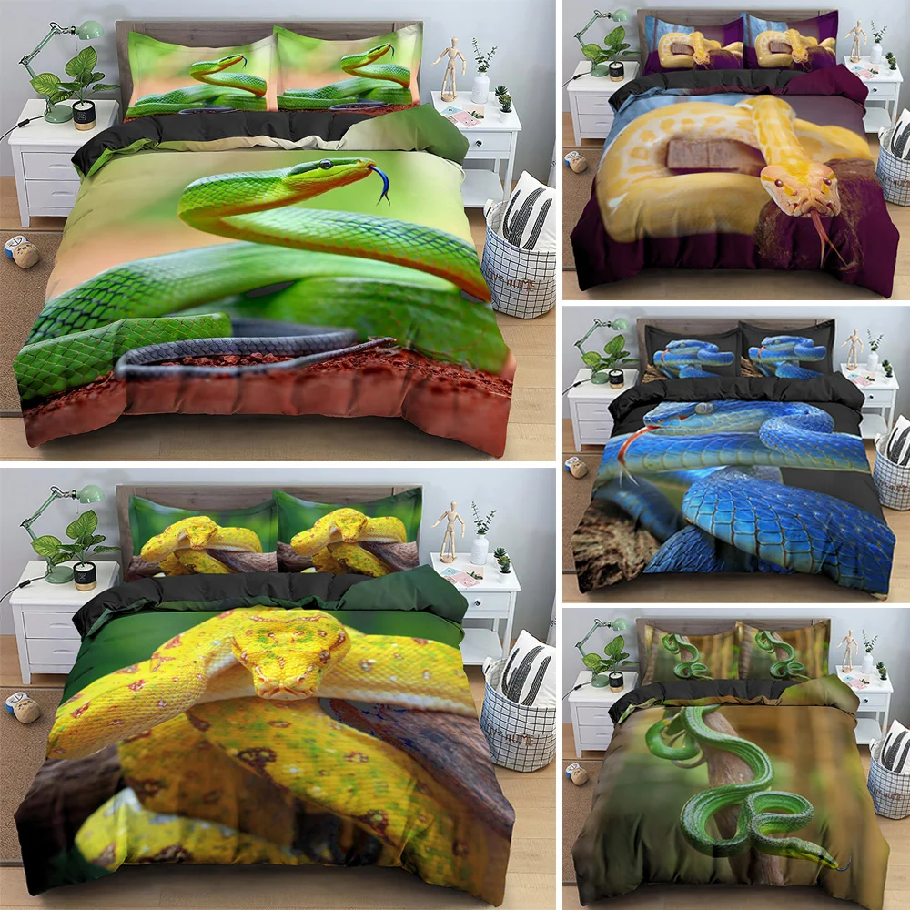 Animal Pattern Snake Bedding Set For Adult Bed Covers Single Double King Queen Size Duvet Cover Sets 2/3pcs Bedclothes