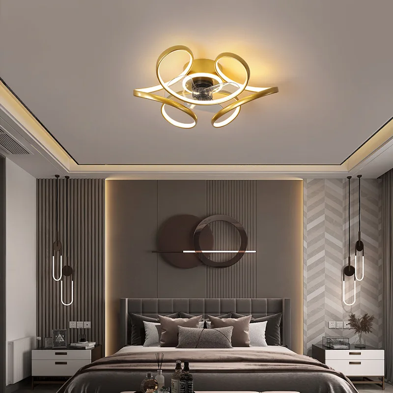 Modern Minimalist Creativity Fan Light Nordic Fan Lamp with Remote Control Fan Ceiling Lamp 6 Wind Speed for Bedroom