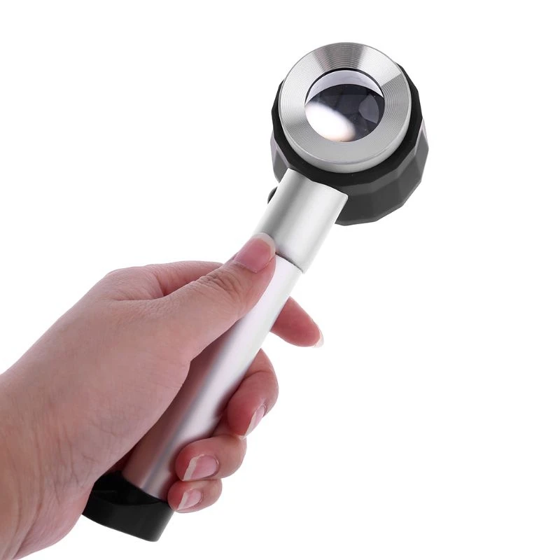 30X Illuminated Handheld Magnifying Glasses Lupas with Measure Scale LED UV Light for Textile Jewelry Coins Identification