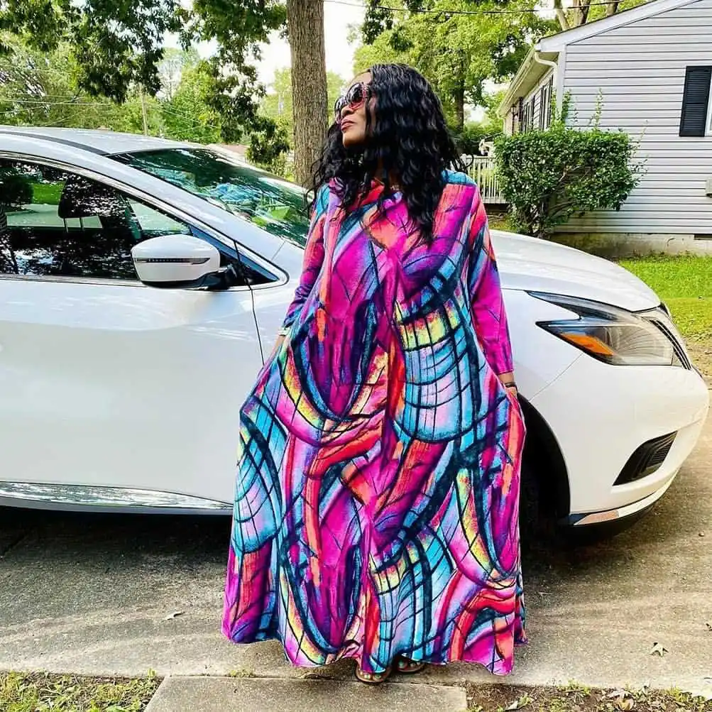 

2020 Autumn Sexy African Women Printing Plus Size Long Dress African Clothes for Women Plus Size Clothing for Women S-5XL