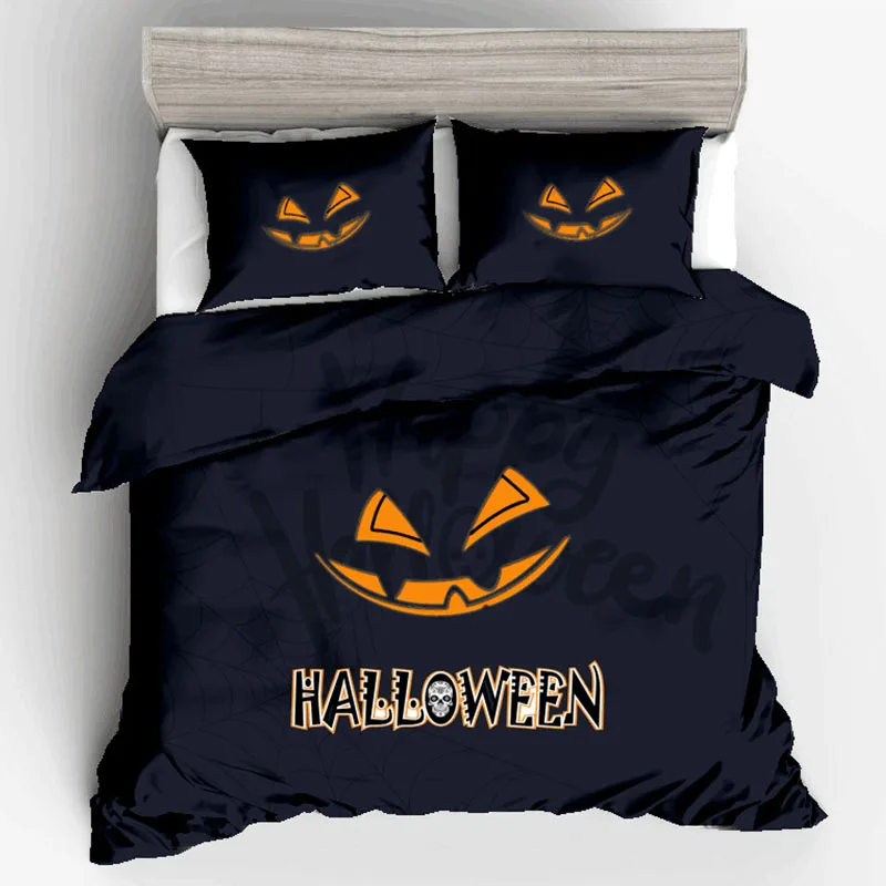 Lovely Cartoon Halloween Pumpkin Lamp Printed 3d Bedding Set Bedclothes Duvet Cover Set Pillowcase Queen King Size