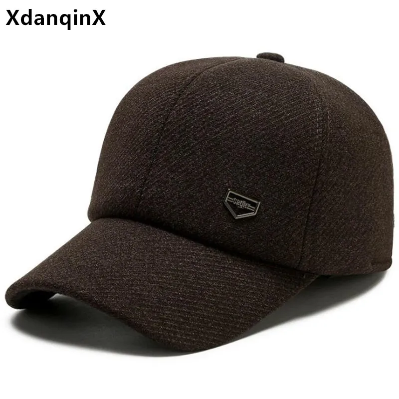 

New Winter Hat Men's Casual Warm Baseball Cap Plus Velvet Ear Protection Caps Middle-aged Elderly Dad Cotton Cap Earmuffs Hats