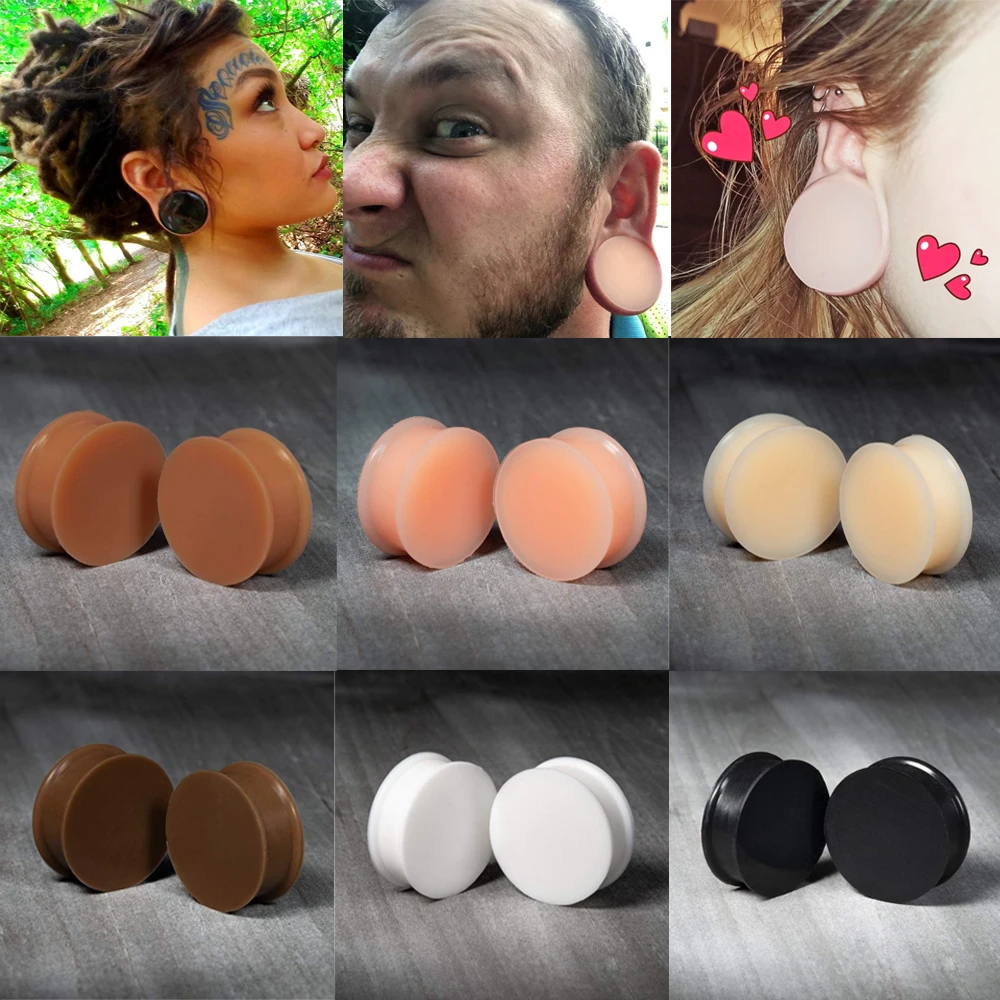 Para Flesh Silicone Double Flare Plugs Large Gauge Ear plugs Ear Gauges Supersize Ear Expander Piercings 3mm-50mm