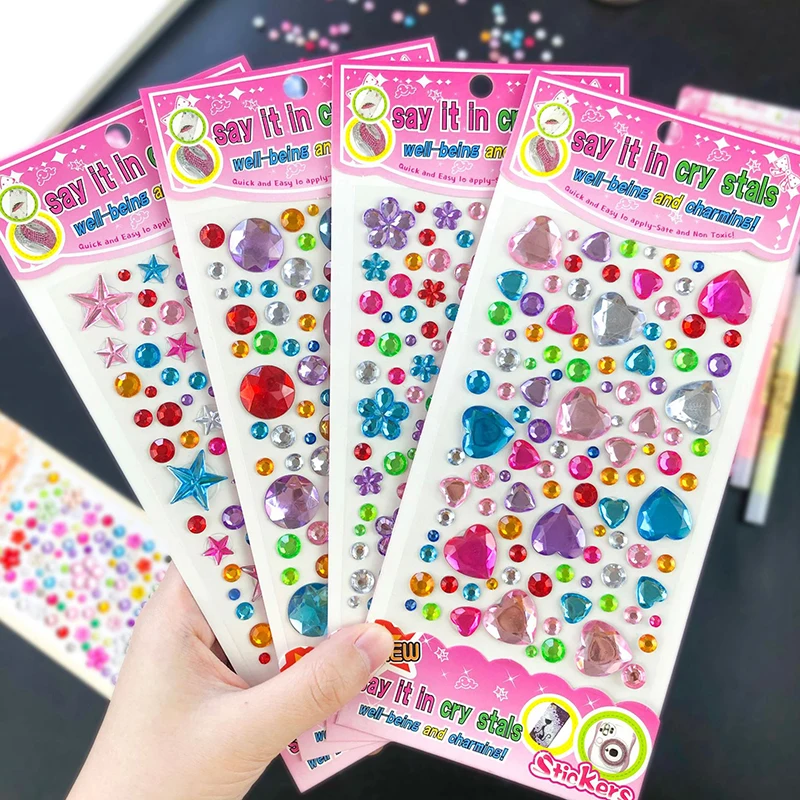 3D Gem Stickers Self Adhesive Jewel Crafts Sparkly Rhinestone Stickers Crystal Sticker for Kids DIY Decorations