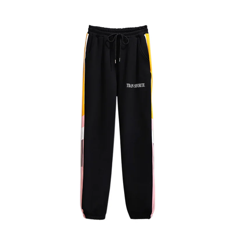 Pantalones deportivos de talla grande para mujer, pantalón holgado de terciopelo negro, grueso, con cinturón para mantener el calor, 4XL, 5XL, 6XL, 7XL, otoño e invierno, novedad