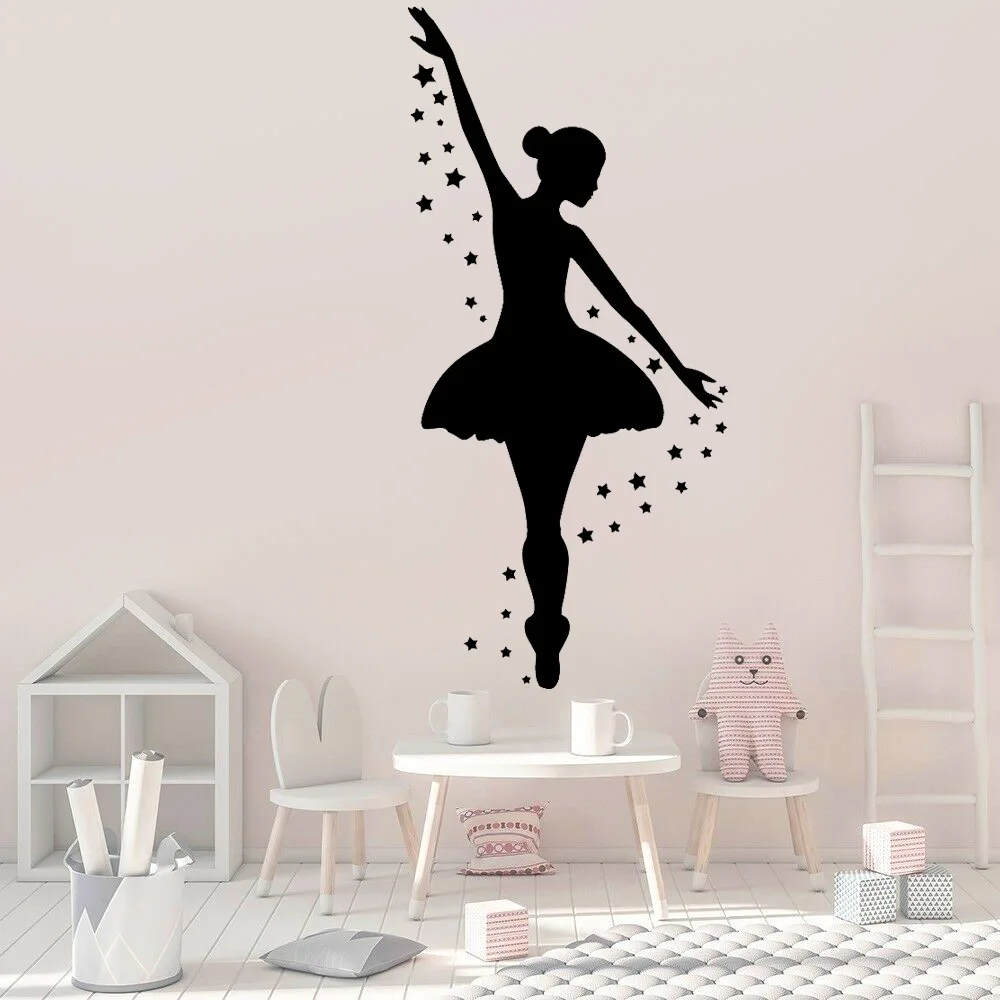 Magic Ballerina Wall Decals Ballet Studio Window Door Decor Stars Dancing Girl Vinyl Nursery Kids Room Interior Stickers Z833