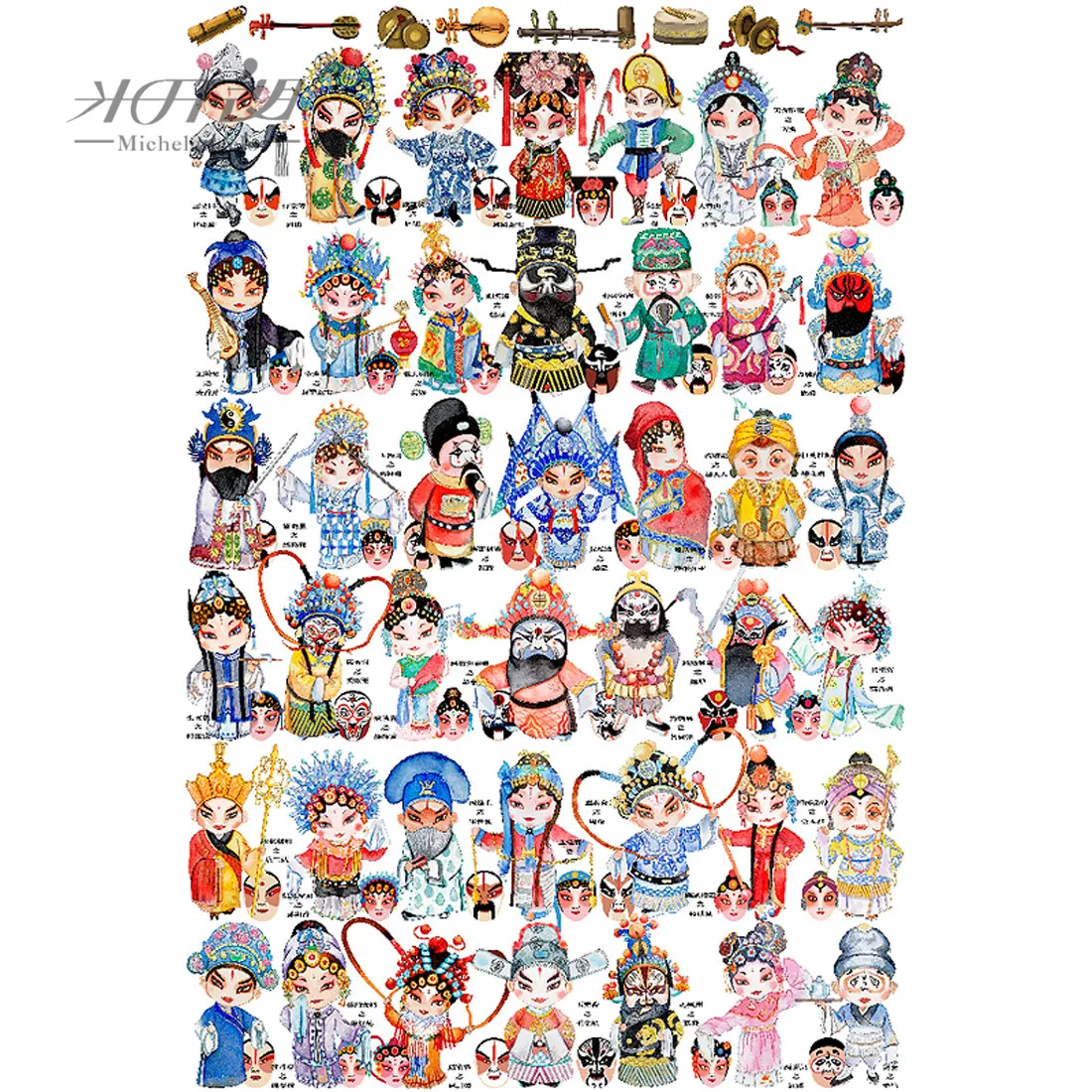 

Michelangelo Wooden Jigsaw Puzzles 500 1000 1500 2000 Pieces Cartoon Peking Opera Chinese Culture Educational Toy Painting Decor