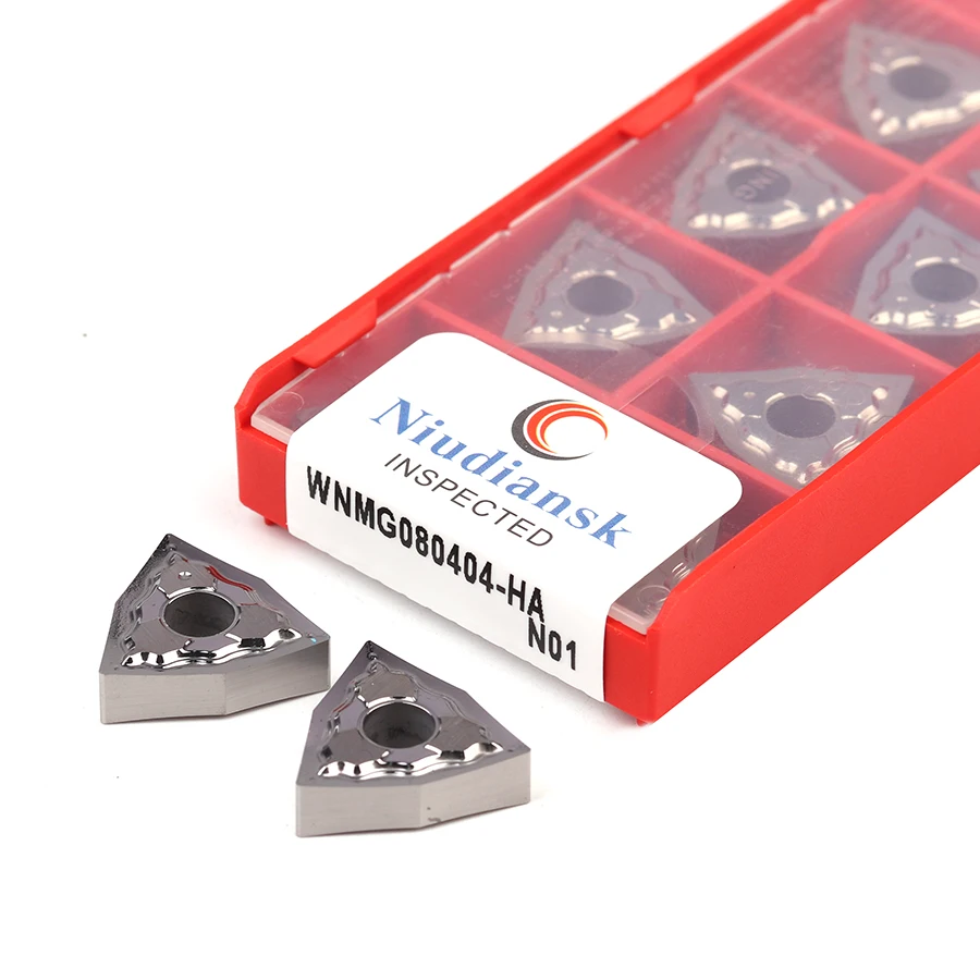 10Pcs WNMG080404 HA N01 WNMG080408 HA N01 CNC เครื่องกลึงโลหะตัดใบมีดแทรกสำหรับโลหะผสมอลูมิเนียมภายนอกเครื่องมือ