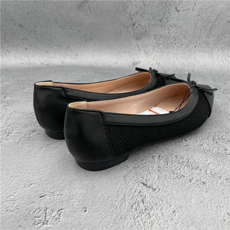 Plus Size EU41 Flat Shoes Women Pointed Toe Bow Slip On Loafers 2021 Fall Fashion Leather Ballet Flats Ladies Casual Work Shoes