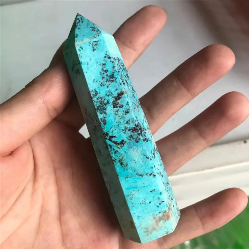 New Arrivals Spiritual Healing Crystals Tower Natural Green Blue Turquoise Point Crystal Wand For Sale