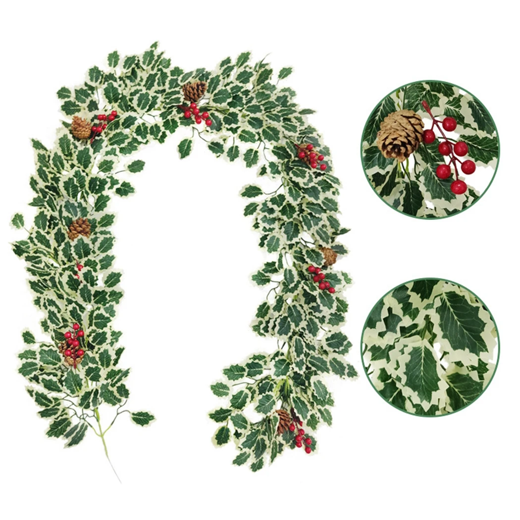 200cm Length Multicolor Christmas Berry Garland Home Party Festival Decorative Plastic Fake Berry Garland Foliage Garland