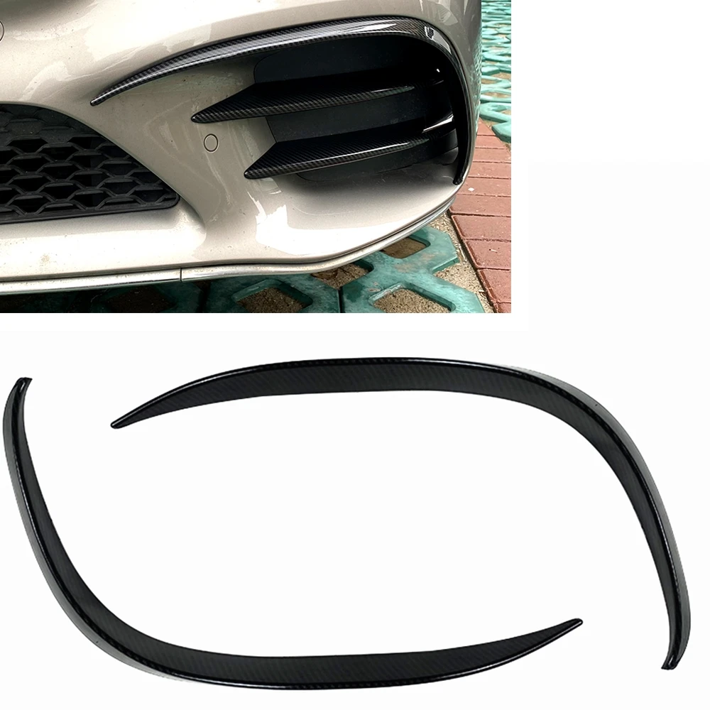 

Front Bumper Air Vent Splitter Trim For Mercedes Benz C Class W205 2019+ Black/Carbon Fiber Look Side Intake Cover Spoiler Brow