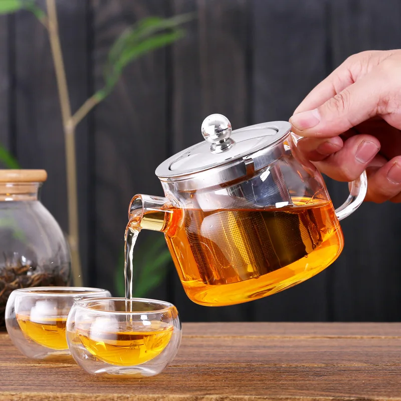 

Glass teapot Kung Fu tea set gift flower tea pot water pot FRP leaky pot tea pot shot glasses set