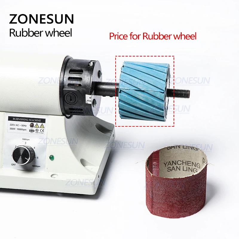 ZONESUN Leather Edge Polisher For Leather Border Burnishing Machine Rubber Wheel Edge Polishing Leather Polisher Sandpaper