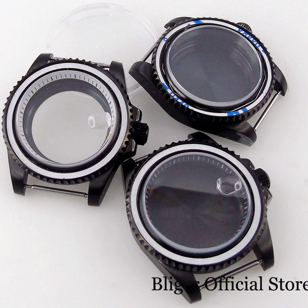 

BLIGER Black PVD 40mm Watch Case with Chapter Ring Glass Back fit NH35A NH36A PT5000 ETA2824 ST2130 Sapphire Crystal