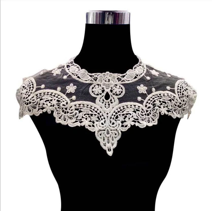 2 piece  Water-soluble lace embroidery embroidery milk silk hollow corsage collar flower fake collar cut net paste net