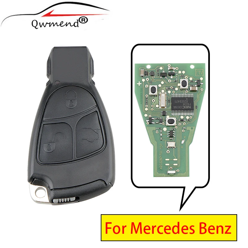 QWMEND 2 3 Button Car Remote Key for Mercedes Benz B C E ML S CLK CL Complete Control Car Key 433Mhz Two CR2025 Battery