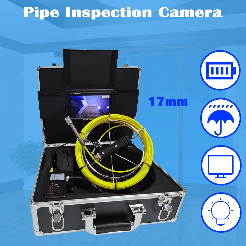 

TPWLCO 20-50m Cable DVR Function 7inch 17mm IP68 Endoscope Drain CCTV Camera For Pipe/Pipeline Sewer Video Inspection System Kit