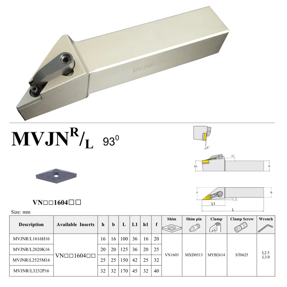 EDGEV MVJNR1616H16 MVJNR2020K16 MVJNR2525M16 MVJNR MVJNL CNC Lathe Cutter External Turning Tools Holder For VNMG160408 VNMG