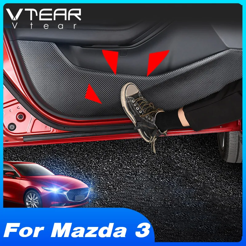 Vtear For Mazda 3 Bp 2020 2021 Car Door Anti Kick Pad Protection Stickers Carbon Fiber Inner Door Side Edge Film Car Accessories