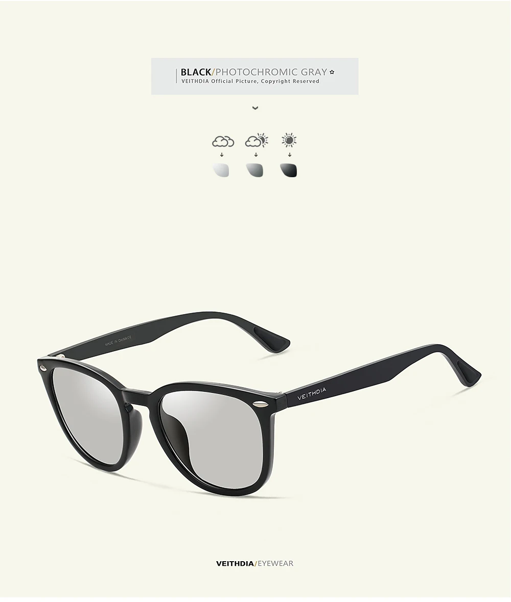 VEITHDIA Marke Sonnenbrille Aluminium + TR90 männer Photochrome Spiegel Sonnenbrille Brillen Vintage Outdoor Brillen Für Frauen 6116 – Detail 19