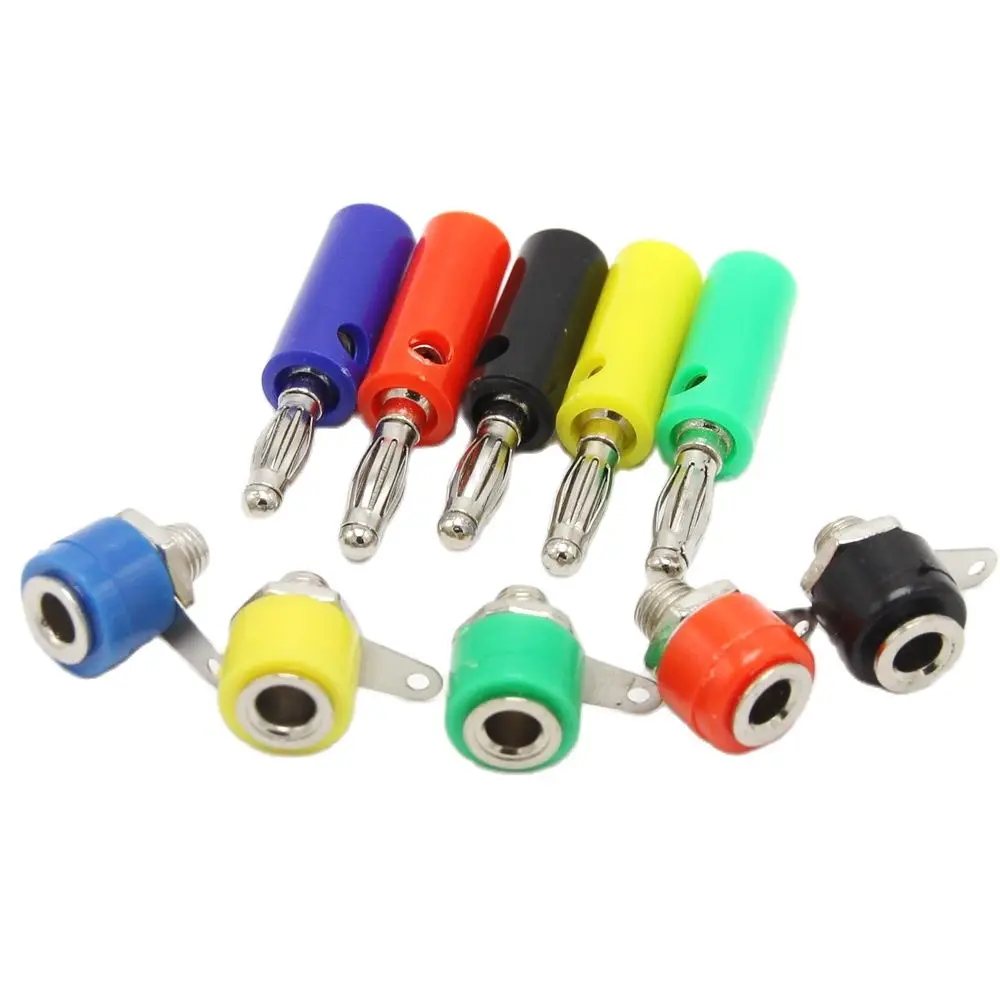 4mm Banana Plug Screw With Socket Connector Kits 4mm Jack Panel Terminal Audio Speaker Connector 10Sets