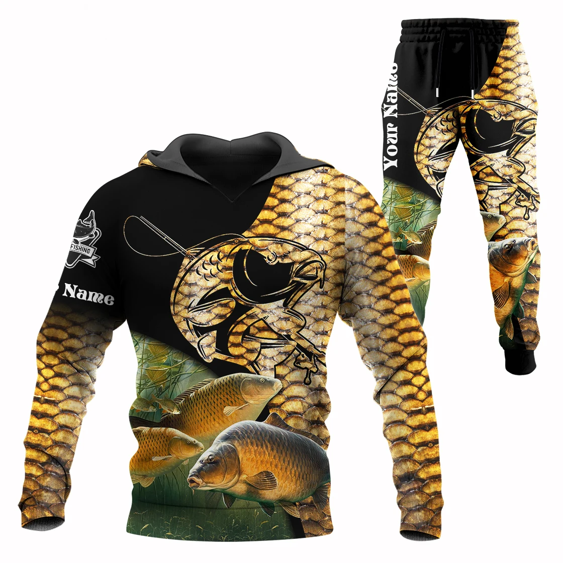 

Carp Fishing Custom Name 3D Printed Men Sets Hoodie&Pants Autumn Unisex Sportswear Casual Street Tracksuits Male Clothes TZ-06