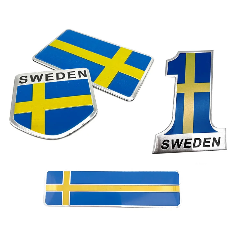 3D Motorcycle Aluminum Alloy Sweden National Flag Emblem Badge Decal Car Body Window Door Sticker for Volvo S90 SAAB SCANIA VW