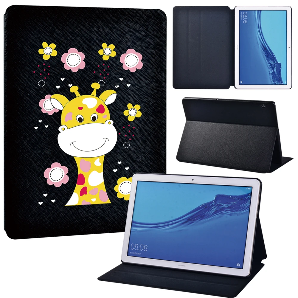 HUAWEI MediaPad T3 8.0/ T3 10 9.6 "/ T5 10 10.1" 용 태블릿 케이스-태블릿 경량 하드 쉘 Pu 가죽 스마트 커버 케이스-1