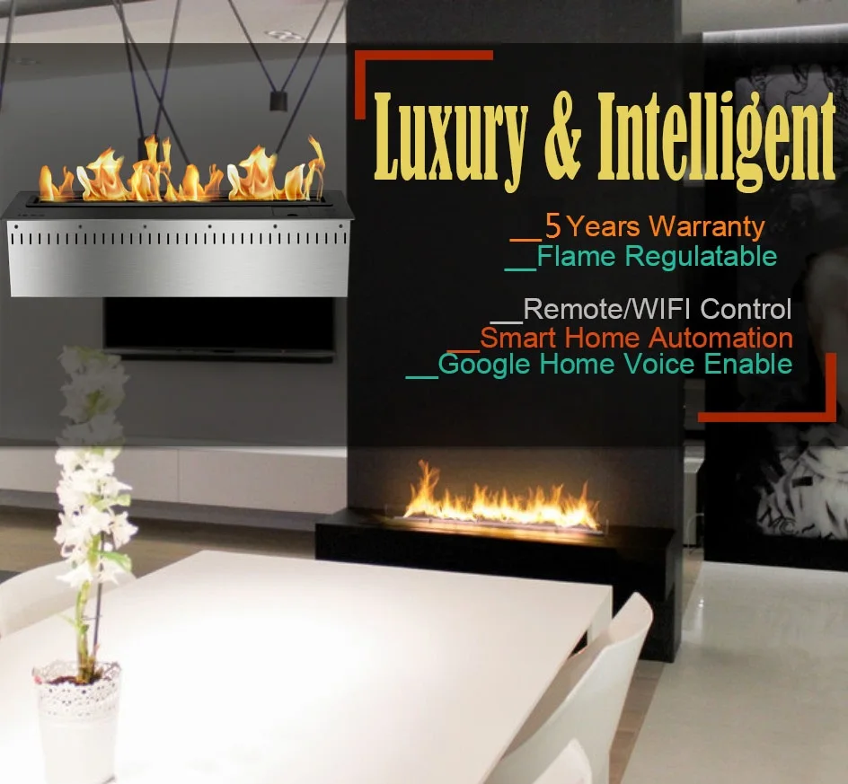

Inno-Fire 48 inch Long silver or black intelligent remote control electric ethanol fireplace fire