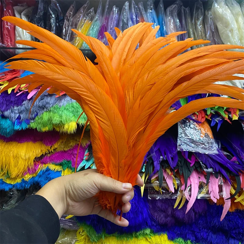 100pcs/lot Orange The New Chicken Feathers 16-18inches/40-45cm Plumas Christmas Jewelry Craft Carnival Home Plumas