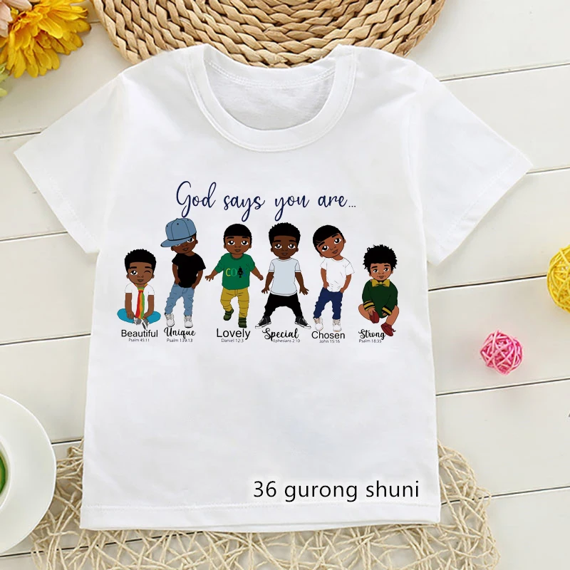 

T-shirts for boys cute african melanin brown skin color brother little boy fashion Harajuku boy clothes summer high quality tops