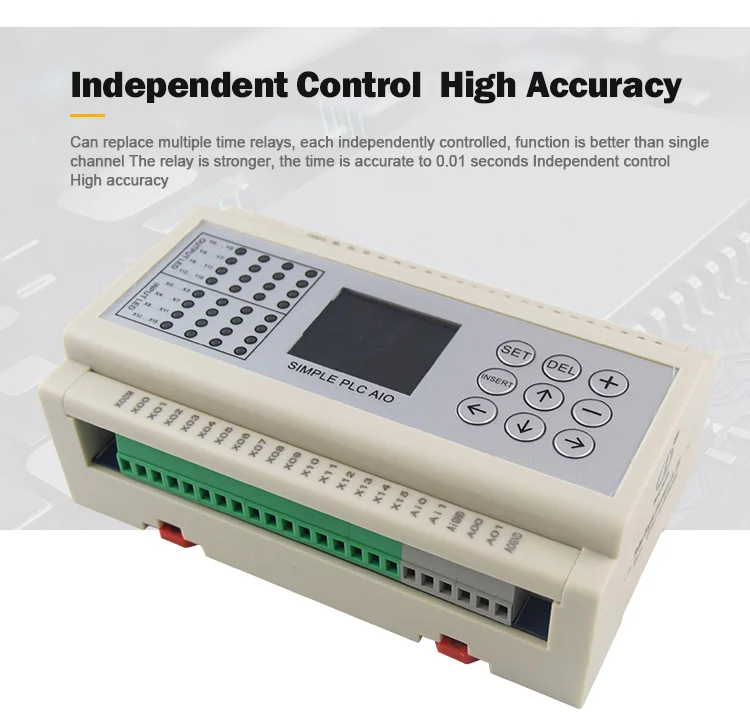 Huaqingjun 16IO Uscita Relè PLC 2AI 2AO 0-20mA 0-10V QJ-32R-2AI2AO Controller PLC per Inverter