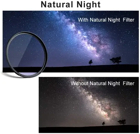 K&F Concept 52mm-82mm Clear-Natural Night Filter Light Pollution Reduction Filter for Night Sky Star Digital DSLR Camera Lenses