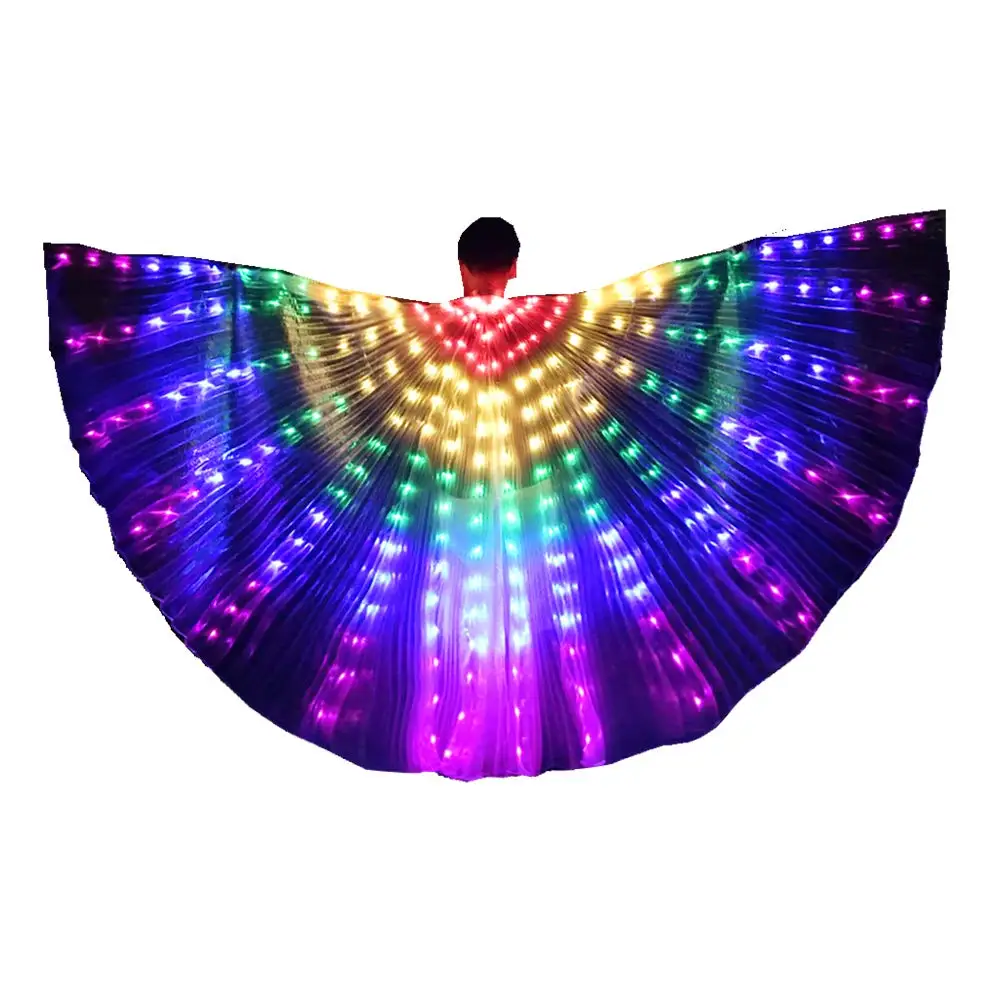 

Led Isis Wings with Adjustable Stick Belly Dance Accessories Stage Performance Props Shining Led Wings Open 360 Degrees No split