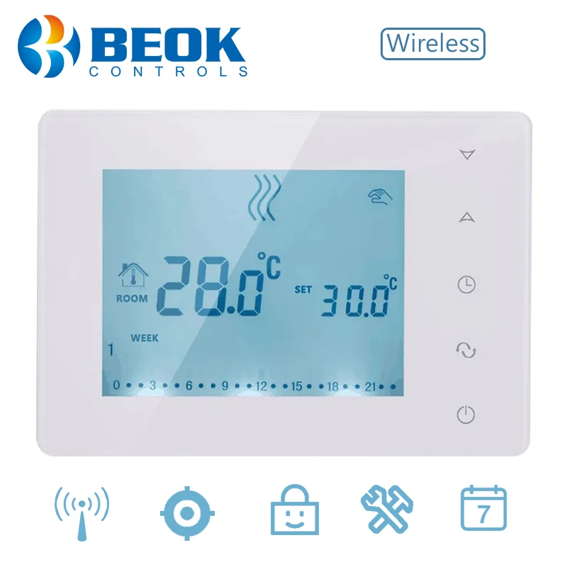 Beok Wireless Thermostat for Gas Boiler Room Heating Temperature Controller Touch Screen Programmable Regulator BOT-X306