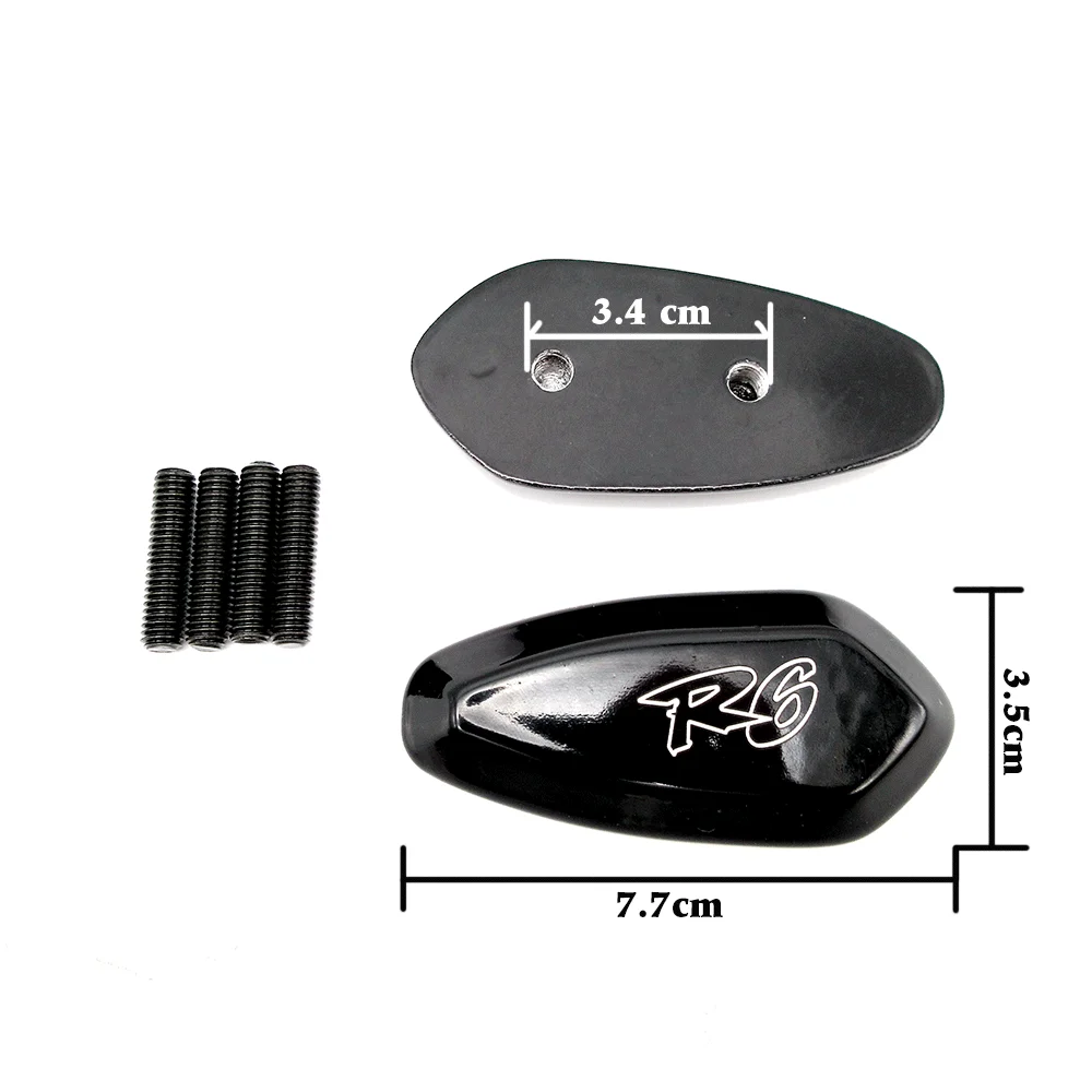 BLACK / CHROME Mirror Block Off Cap Mirror Base Plates Cover For YAMAHA  YZF R6 1999 2000 2001 2002 2003 2004 2005 2006 2007