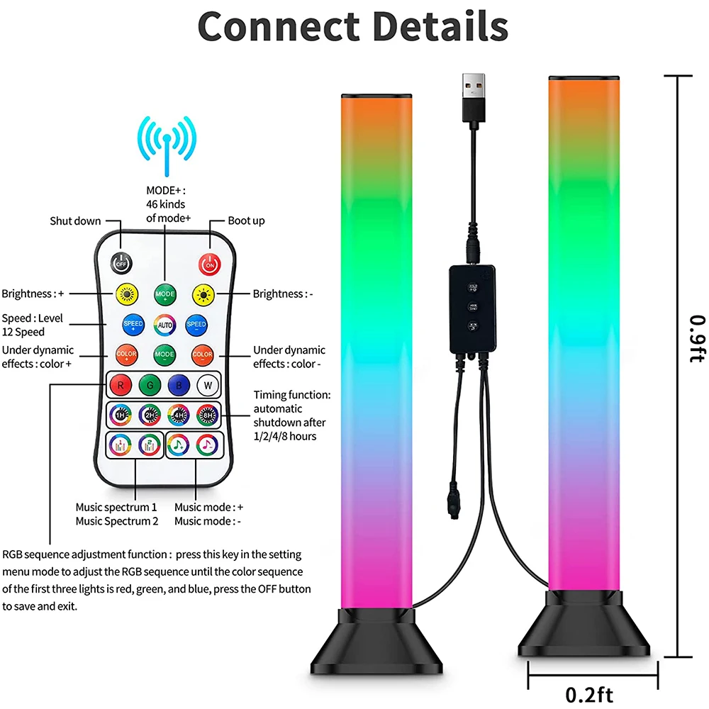 APP Control LED Pickup Rhythm Light Colorful Music Atmosphere Lamp Remote Control Ambiance Backlights for Gaming PC TV Room